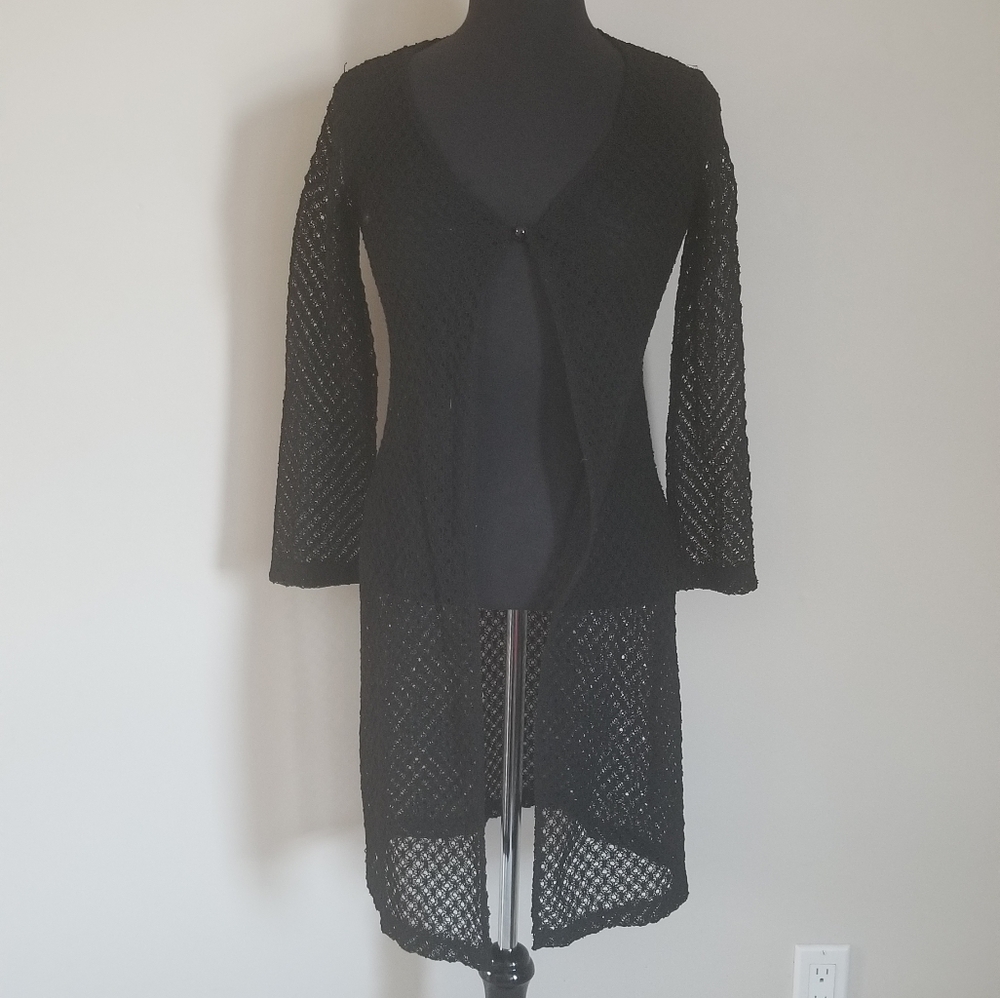 Black knit trench coat